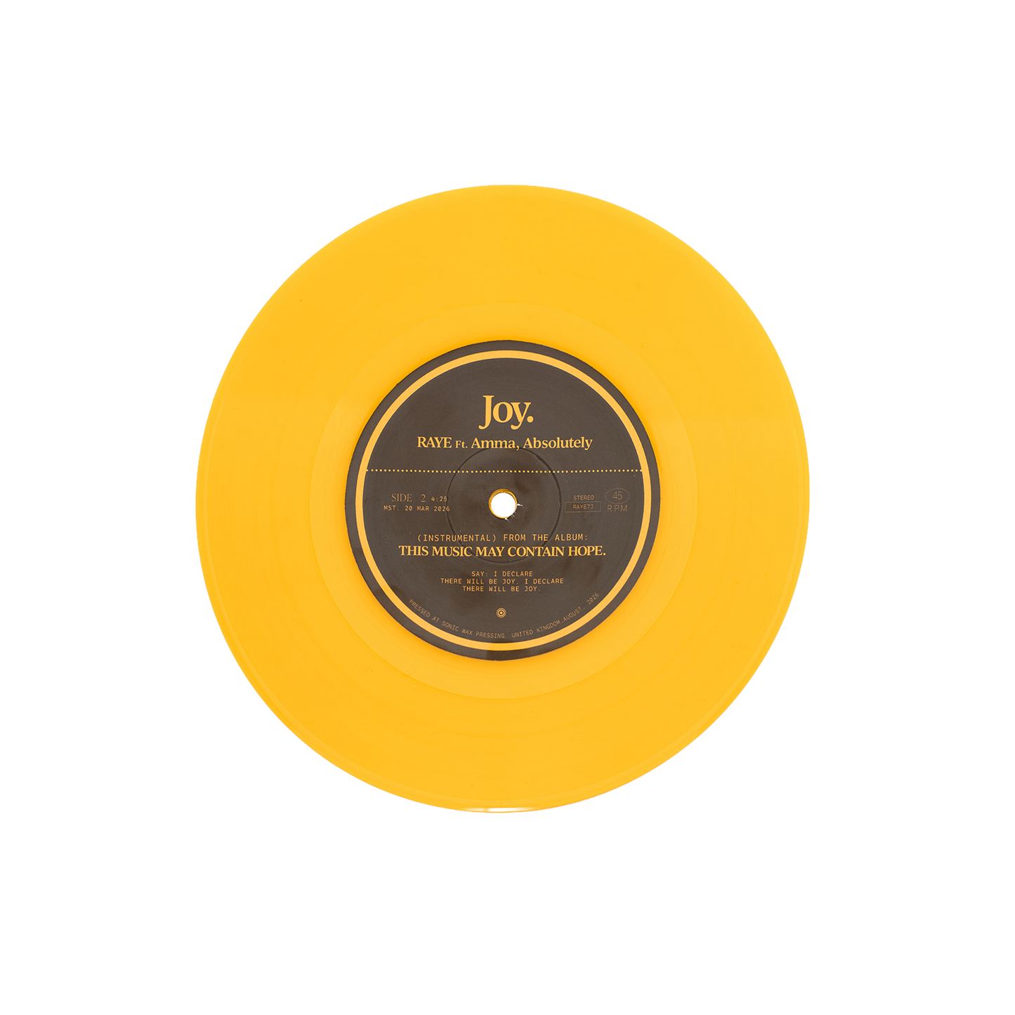 Joy. Ft. Amma & Absolutely. 7" Vinyl