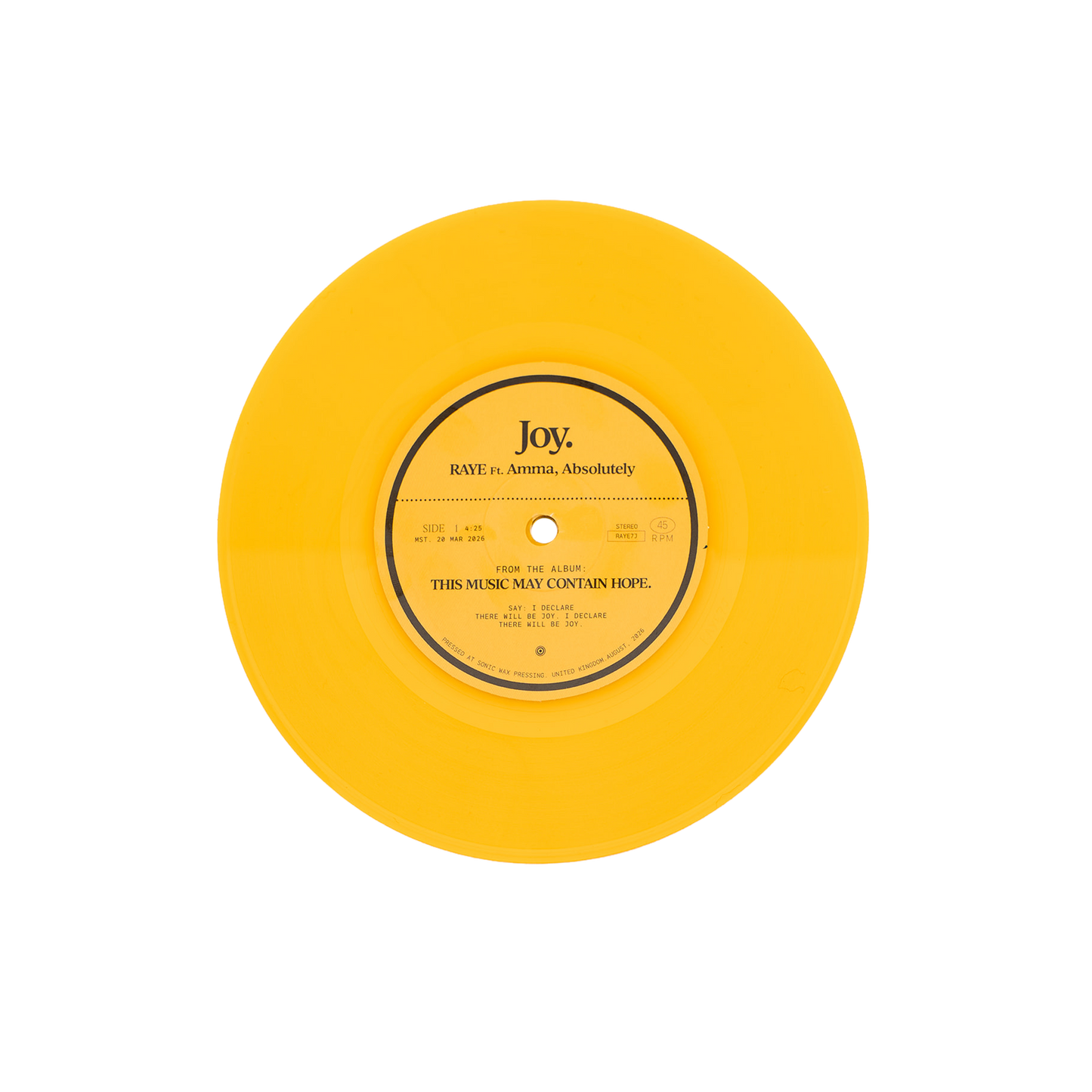 Joy. Ft. Amma & Absolutely. 7" Vinyl